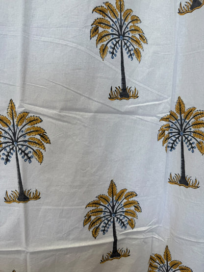 Block Printed Cotton Curtains 7ft Set(2pcs)