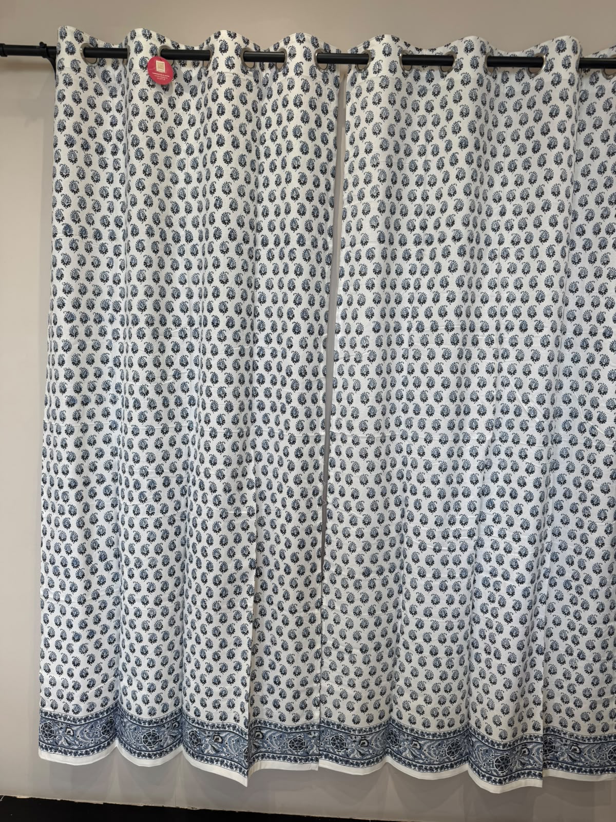 Block Printed Cotton Curtains 7ft Set(2pcs)