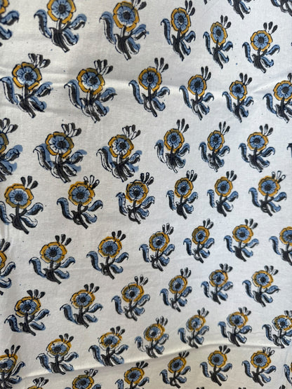 Block Printed Cotton Curtains 7ft Set(2pcs)