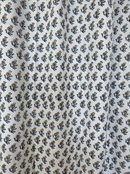 Block Printed Cotton Curtains 7ft Set(2pcs)