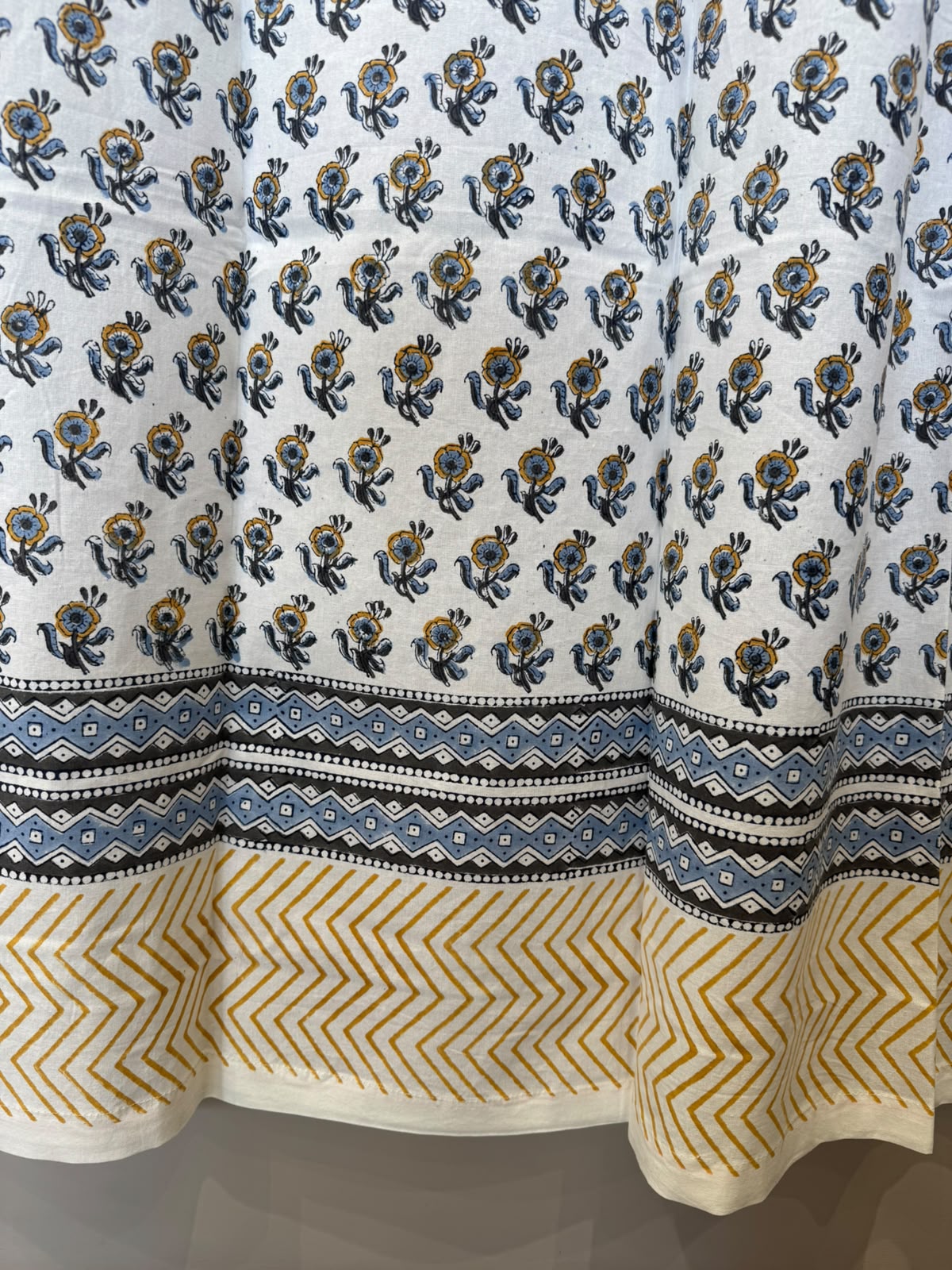 Block Printed Cotton Curtains 7ft Set(2pcs)