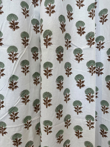 Block Printed Cotton Curtains 7ft Set(2pcs)