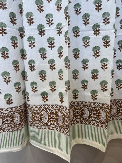 Block Printed Cotton Curtains 7ft Set(2pcs)