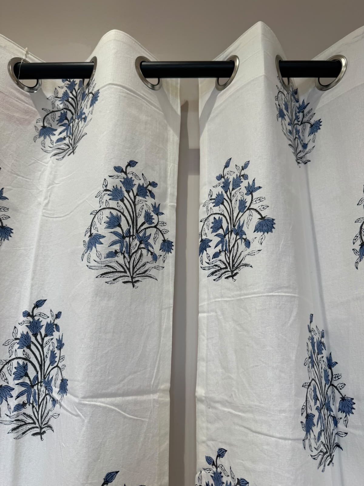 Block Printed Cotton Curtains 7ft Set(2pcs)