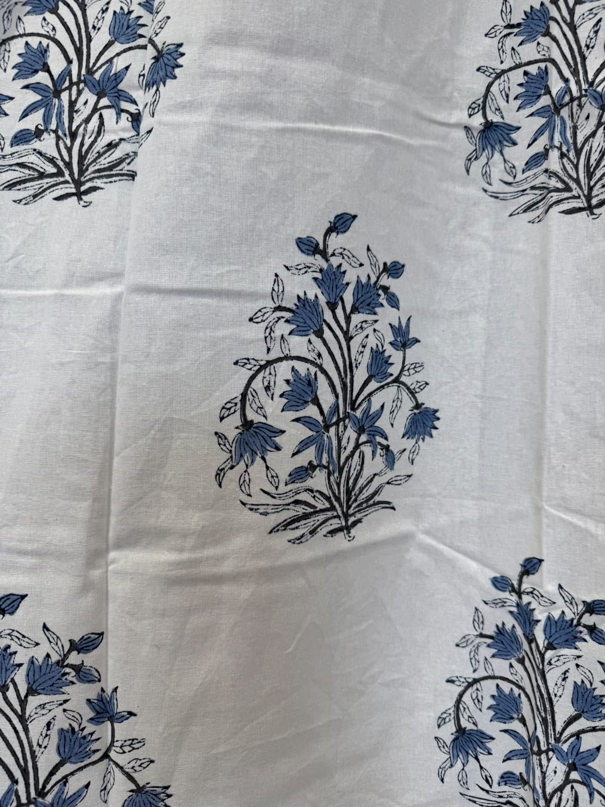 Block Printed Cotton Curtains 7ft Set(2pcs)