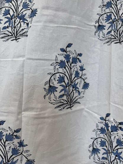 Block Printed Cotton Curtains 7ft Set(2pcs)