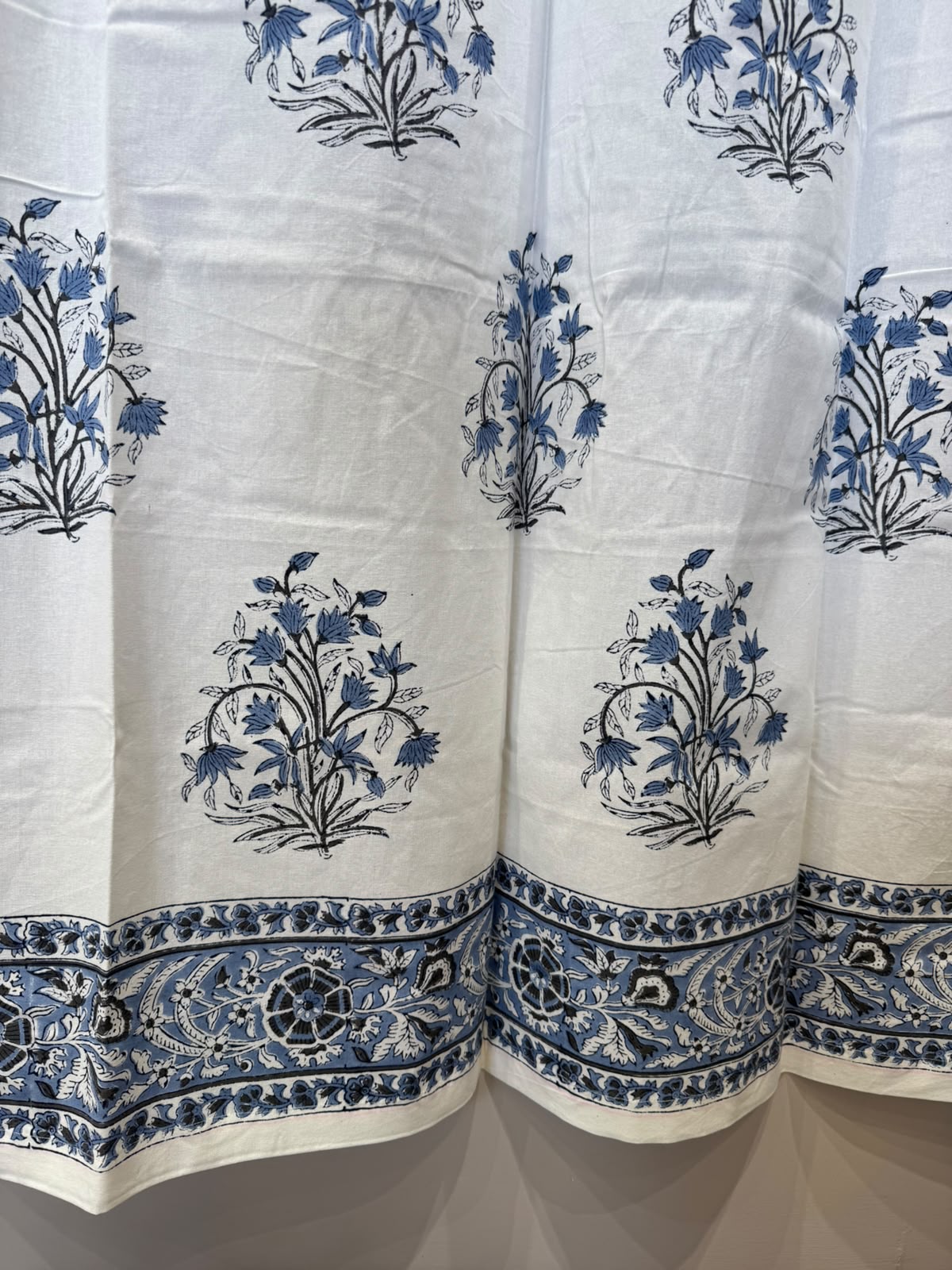 Block Printed Cotton Curtains 7ft Set(2pcs)