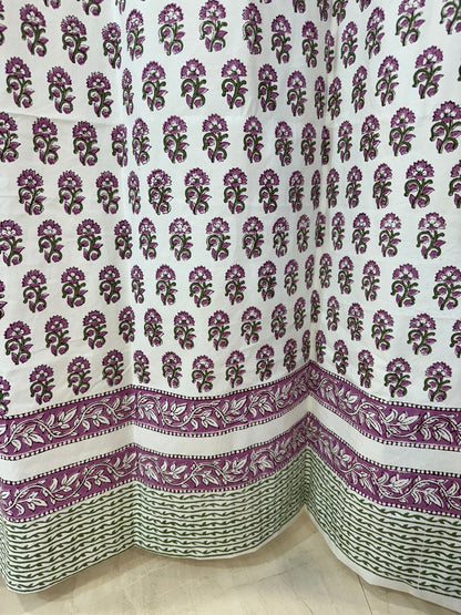Purple Booti Cotton Curtains 9ft Set(2pcs)