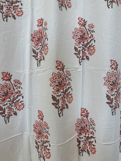 Block Printed Cotton Curtains 9ft Set(2pcs)