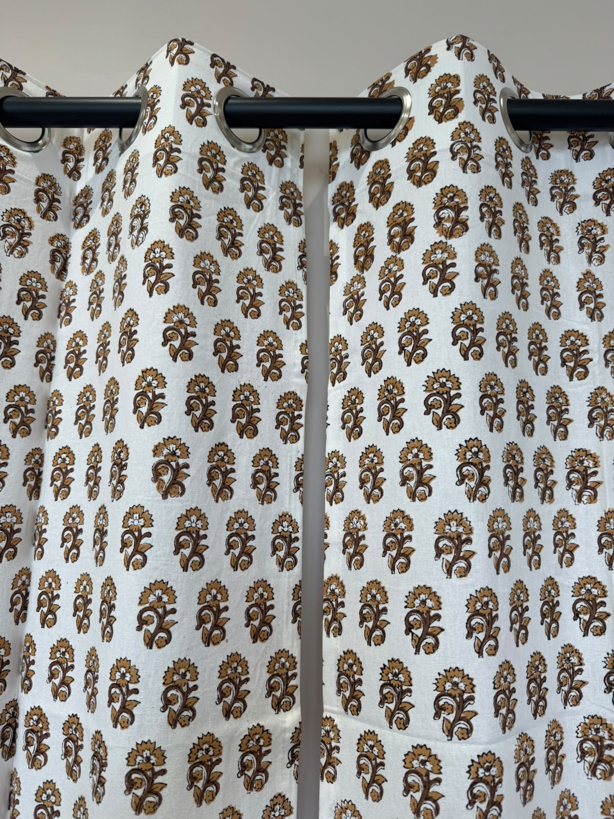 Block Printed Cotton Curtains 9ft Set(2pcs)