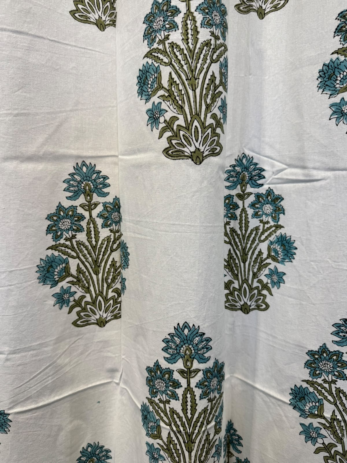 Block Printed Cotton Curtains 9ft Set(2pcs)