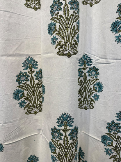 Block Printed Cotton Curtains 9ft Set(2pcs)