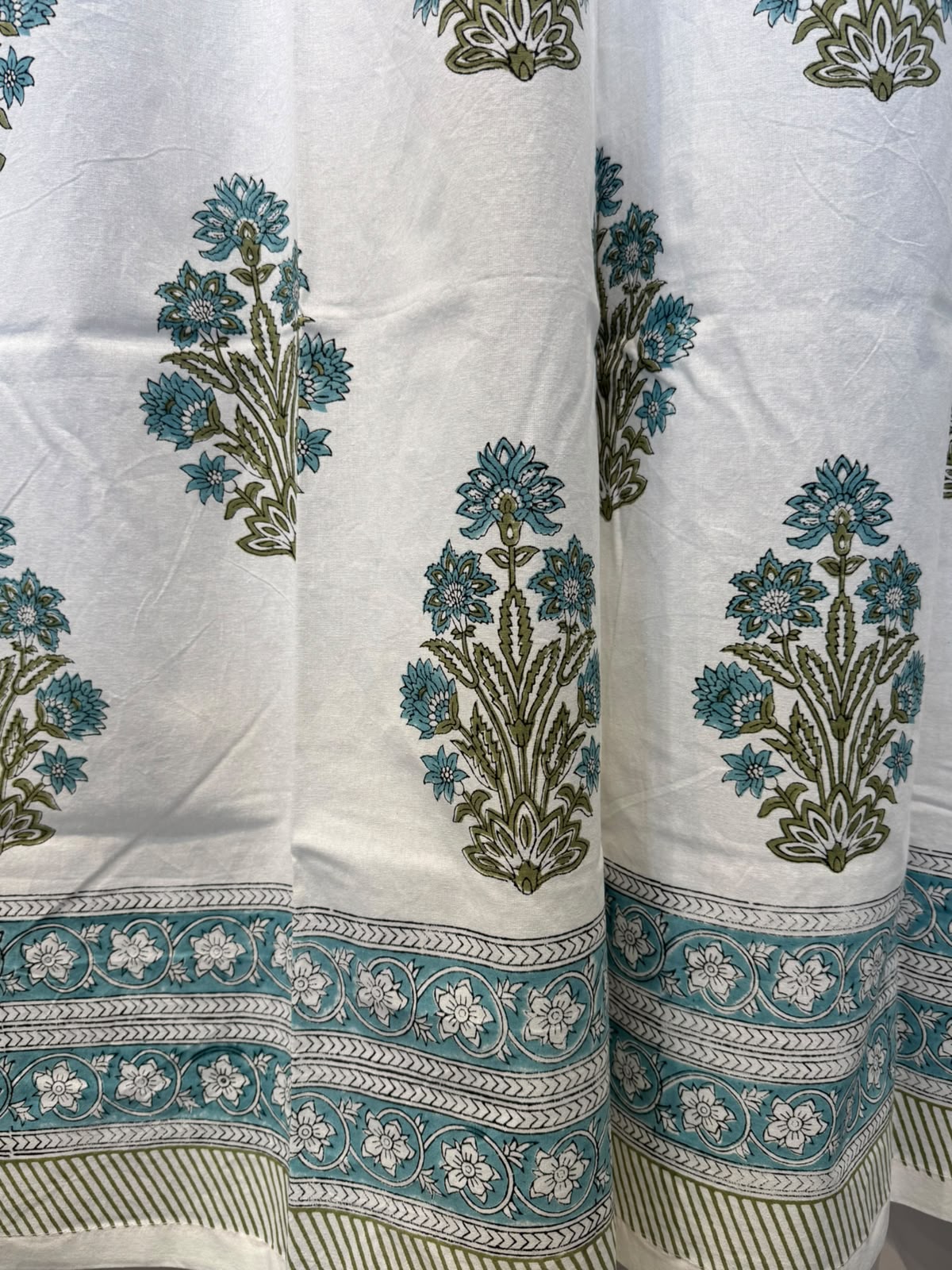 Block Printed Cotton Curtains 9ft Set(2pcs)