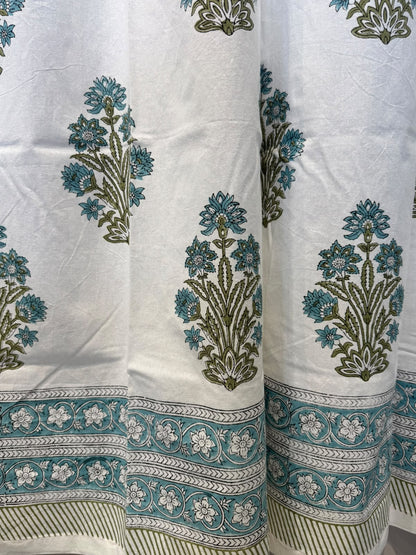 Block Printed Cotton Curtains 9ft Set(2pcs)