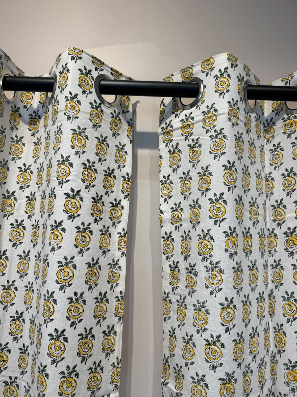 Block Printed Cotton Curtains 9ft Set(2pcs)