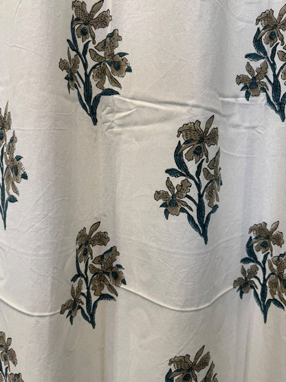 Block Printed Cotton Curtains 9ft Set(2pcs)