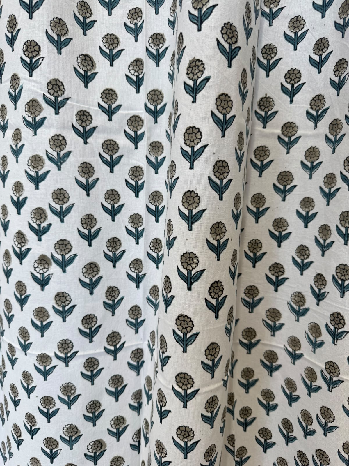 Block Printed Cotton Curtains 9ft Set(2pcs)