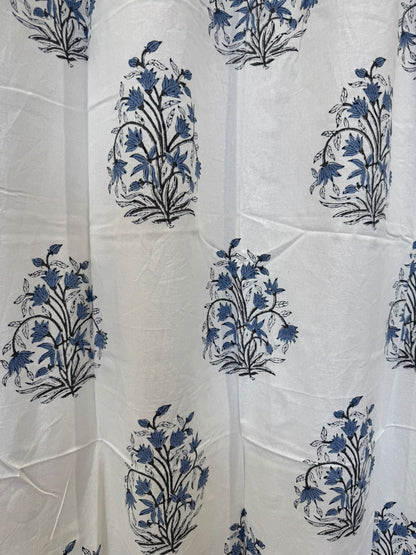 Block Printed Cotton Curtains 9ft Set(2pcs)