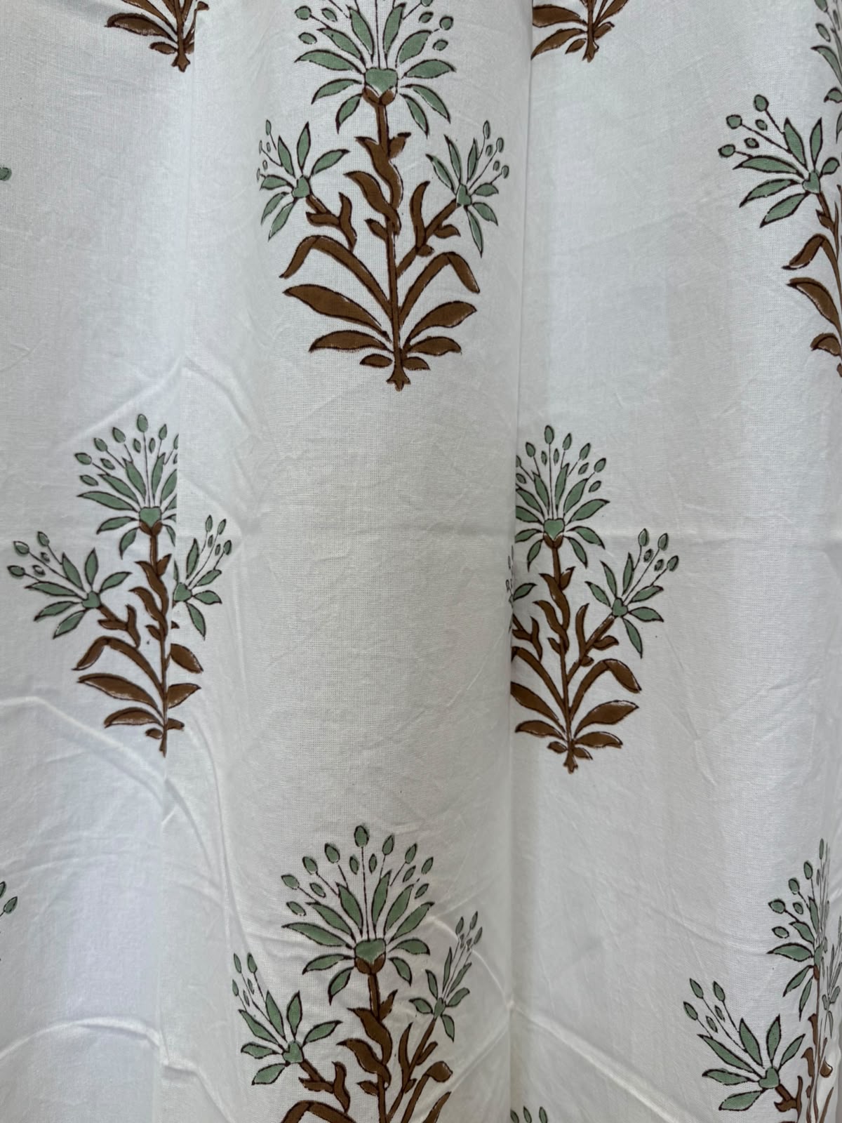 Block Printed Cotton Curtains 9ft Set(2pcs)