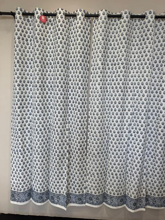 Block Printed Cotton Curtains 9ft Set(2pcs)