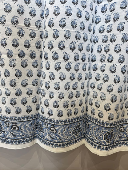 Block Printed Cotton Curtains 9ft Set(2pcs)