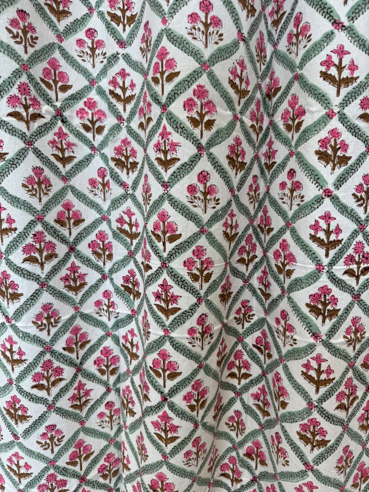 Block Printed Cotton Curtains 9ft Set(2pcs)
