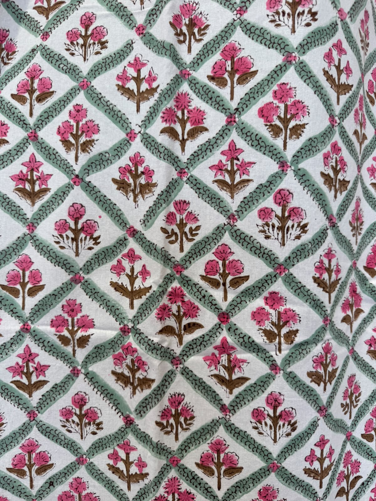 Block Printed Cotton Curtains 9ft Set(2pcs)