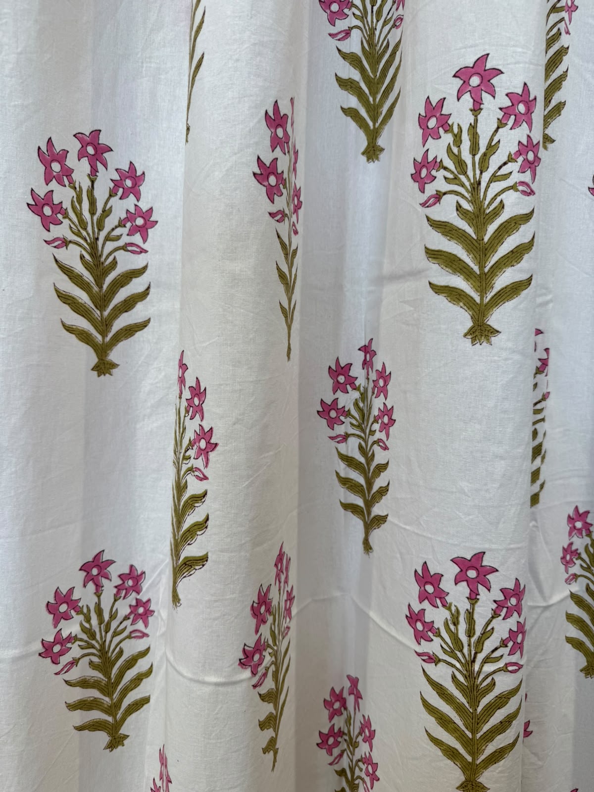 Block Printed Cotton Curtains 9ft Set(2pcs)