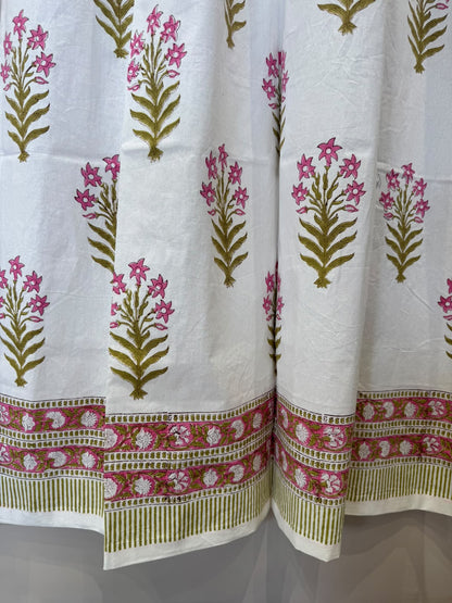 Block Printed Cotton Curtains 9ft Set(2pcs)