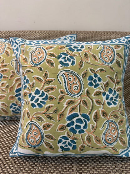 hand block printed cushion covers