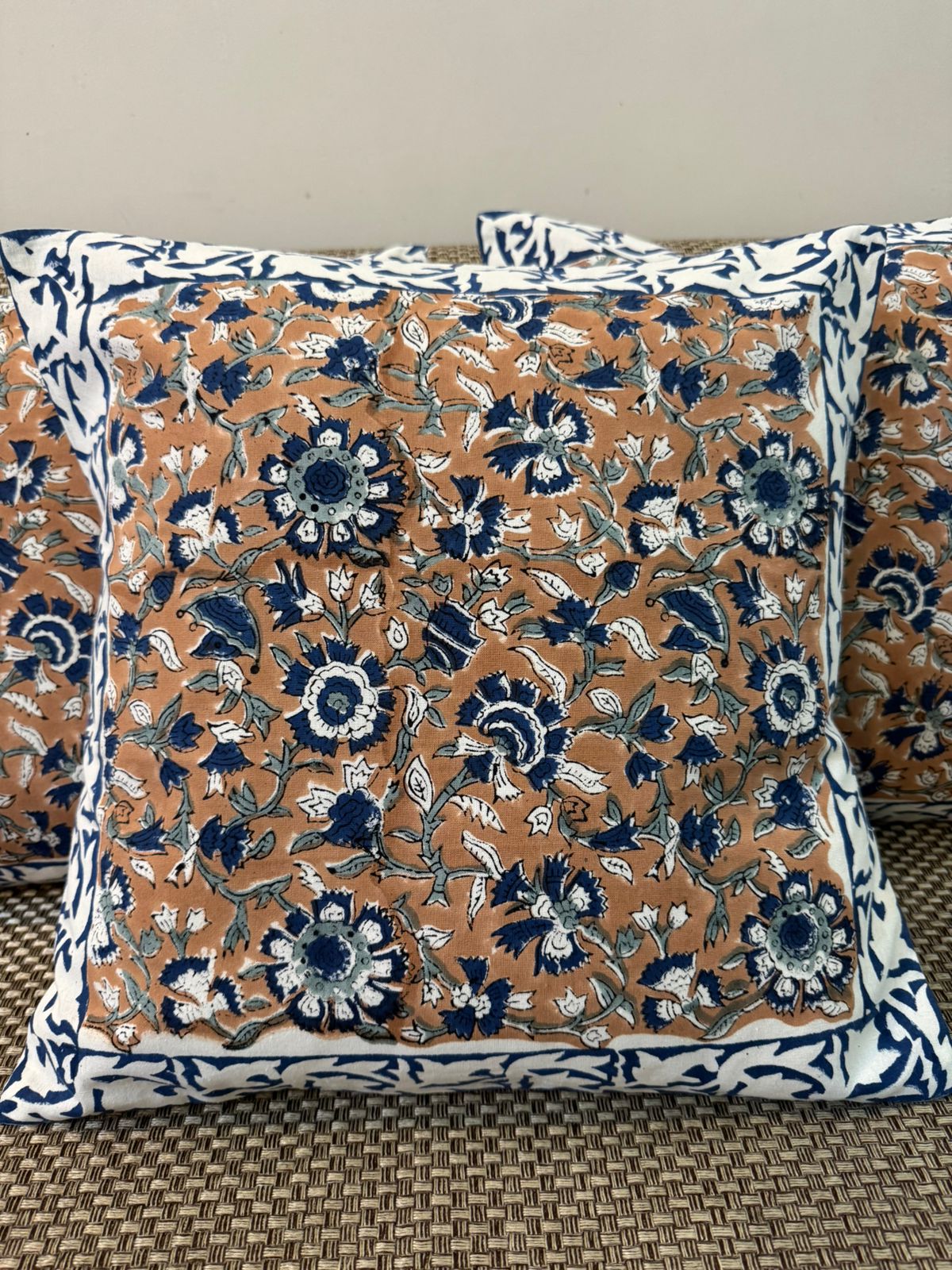 Indigo Earthy Petals Cushion Covers 16" - Set of 5pc