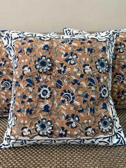 Indigo Earthy Petals Cushion Covers 16" - Set of 5pc