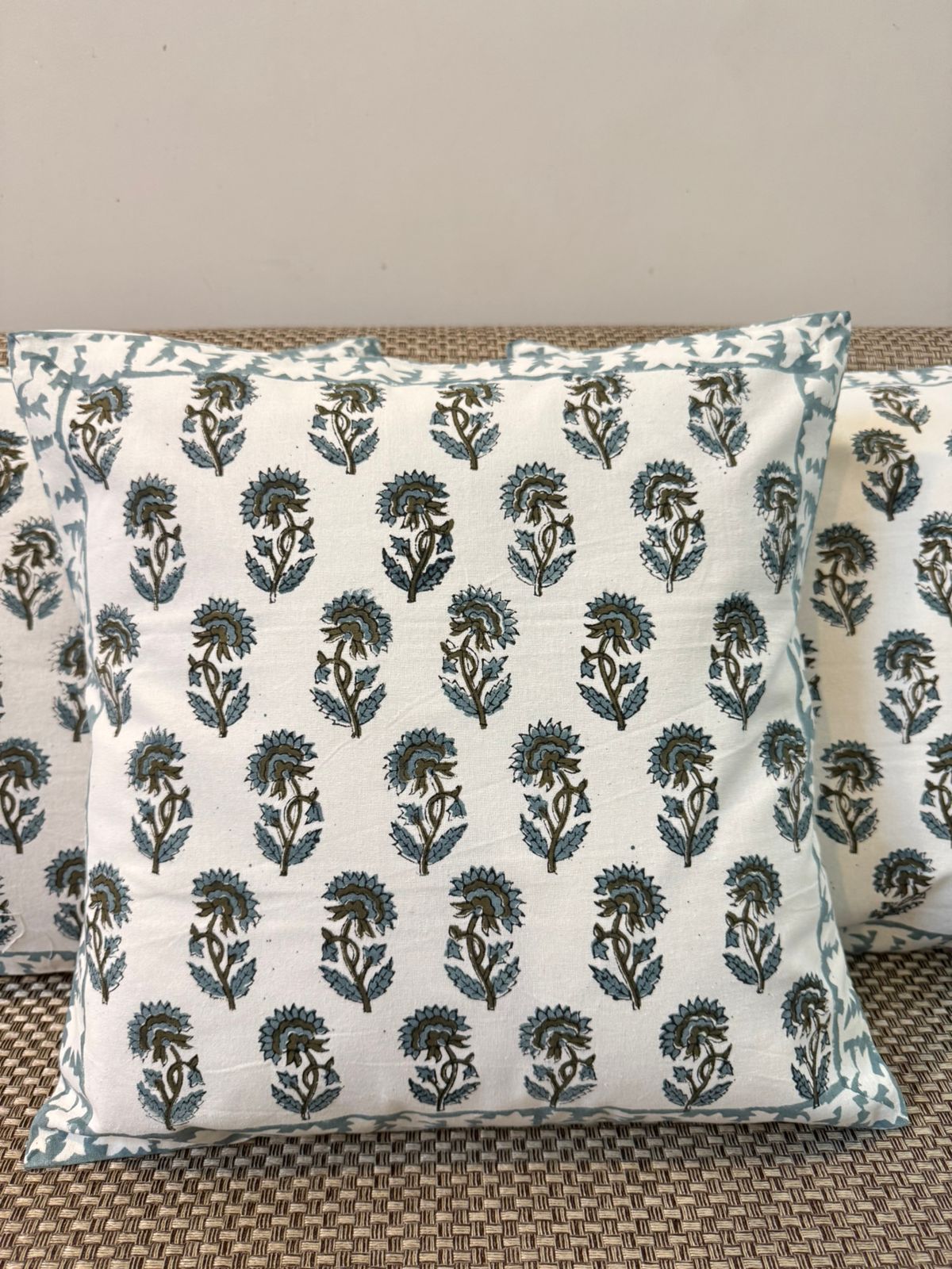 Teal Green Booti Cushion Covers 16" - Set of 5pc