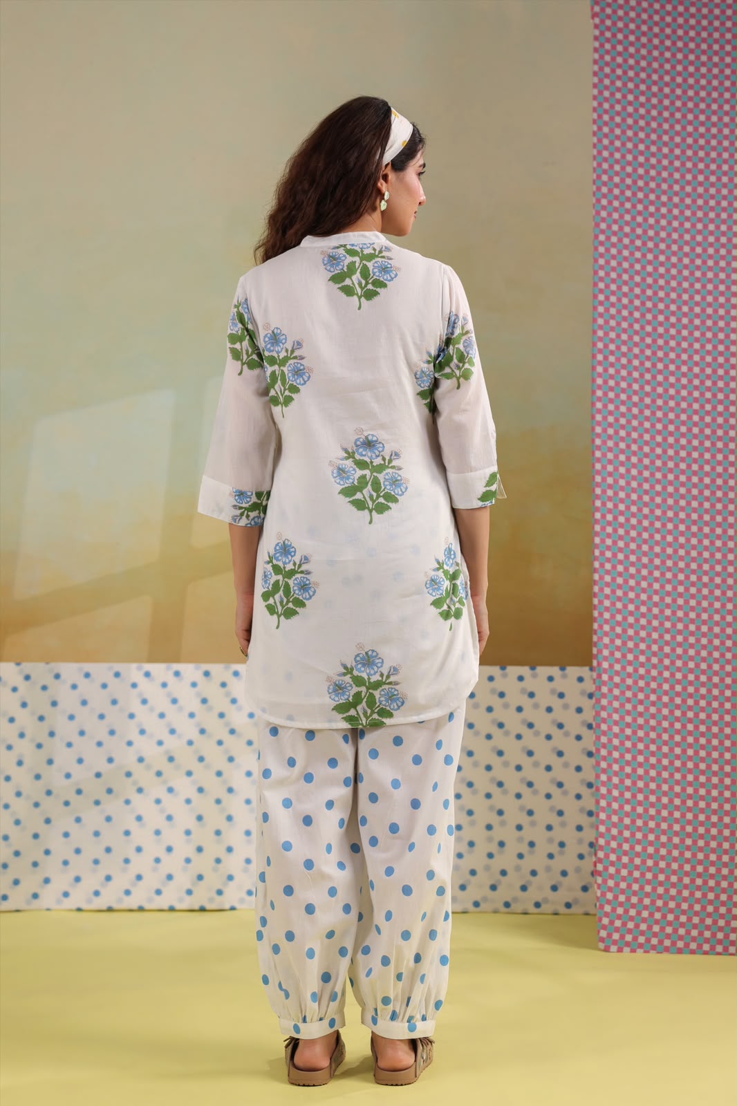 Blue Boota Harem Pants Mul Cotton Co-ord Set