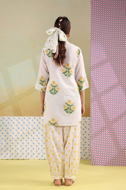 Yellow Boota Harem Pants Mul Cotton Co-ord Set