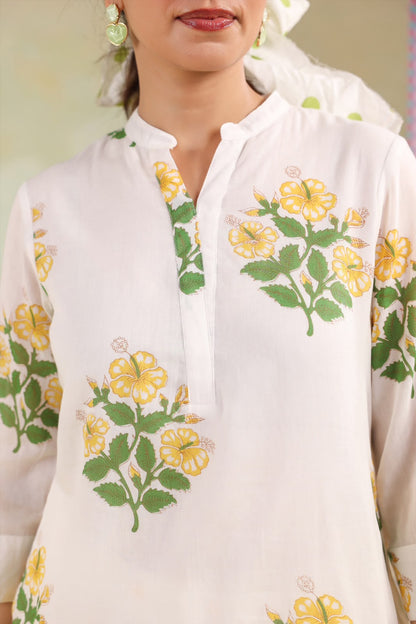 Yellow Boota Harem Pants Mul Cotton Co-ord Set