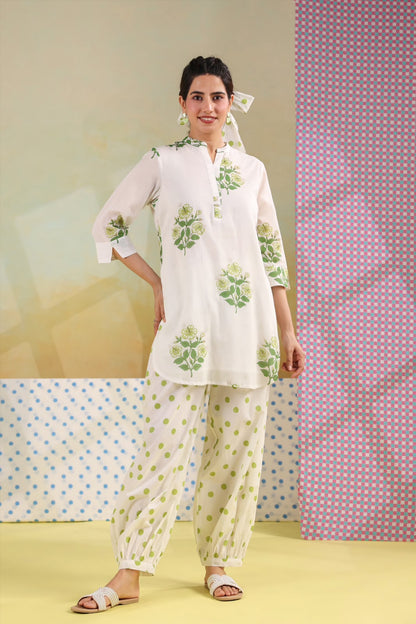 Green Boota Harem Pants Mul Cotton Co-ord Set