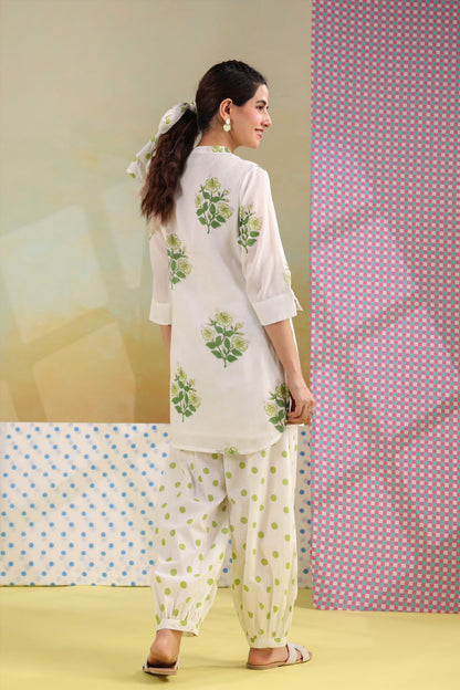Green Boota Harem Pants Mul Cotton Co-ord Set
