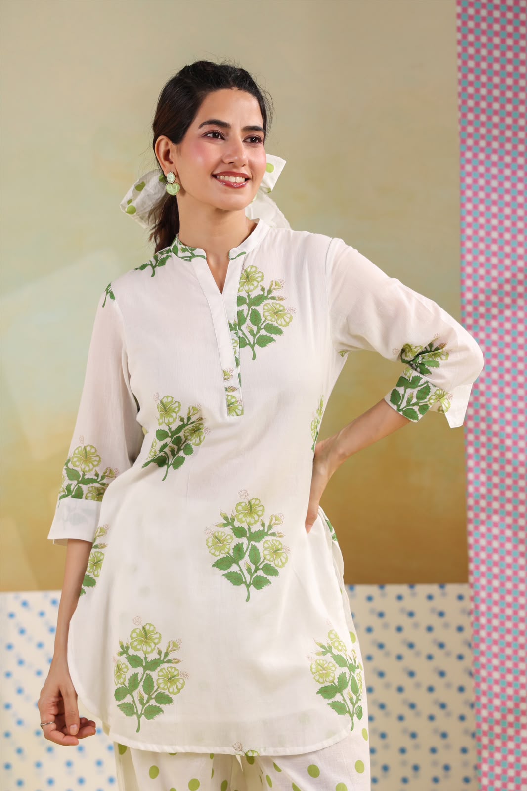 Green Boota Harem Pants Mul Cotton Co-ord Set