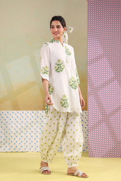 Green Boota Harem Pants Mul Cotton Co-ord Set