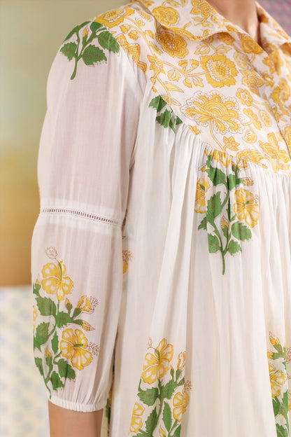 Yellow Boota Mul Cotton Farsi Salwar Co-ord Set