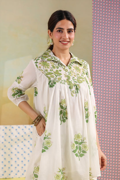 Green Boota Mul Cotton Farsi Salwar Co-ord Set