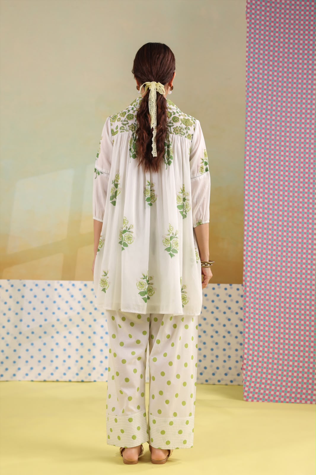 Green Boota Mul Cotton Farsi Salwar Co-ord Set