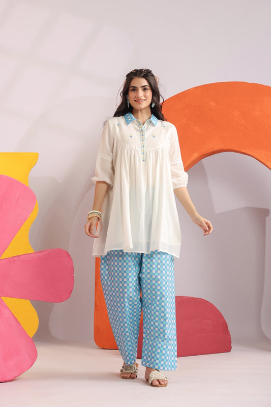 Blue Relaxed Mul Cotton Farsi Salwar Co-ord Set