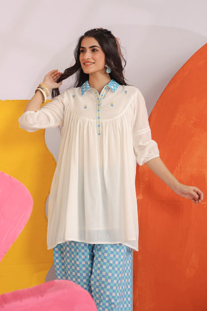 Blue Relaxed Mul Cotton Farsi Salwar Co-ord Set