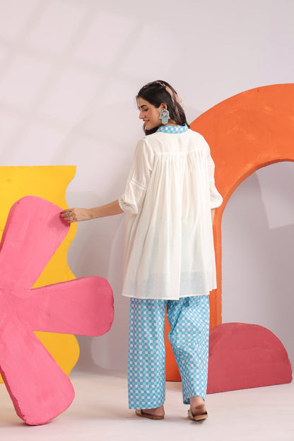 Blue Relaxed Mul Cotton Farsi Salwar Co-ord Set