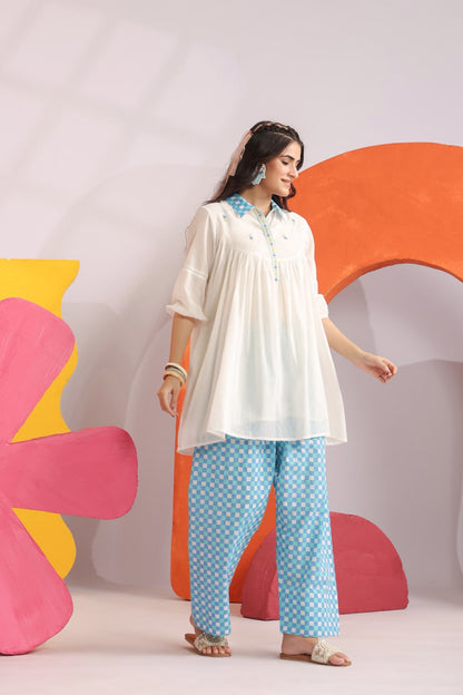 Blue Relaxed Mul Cotton Farsi Salwar Co-ord Set
