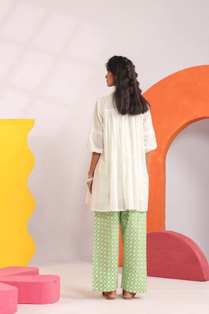 Green Relaxed Mul Cotton Farsi Salwar Co-ord Set