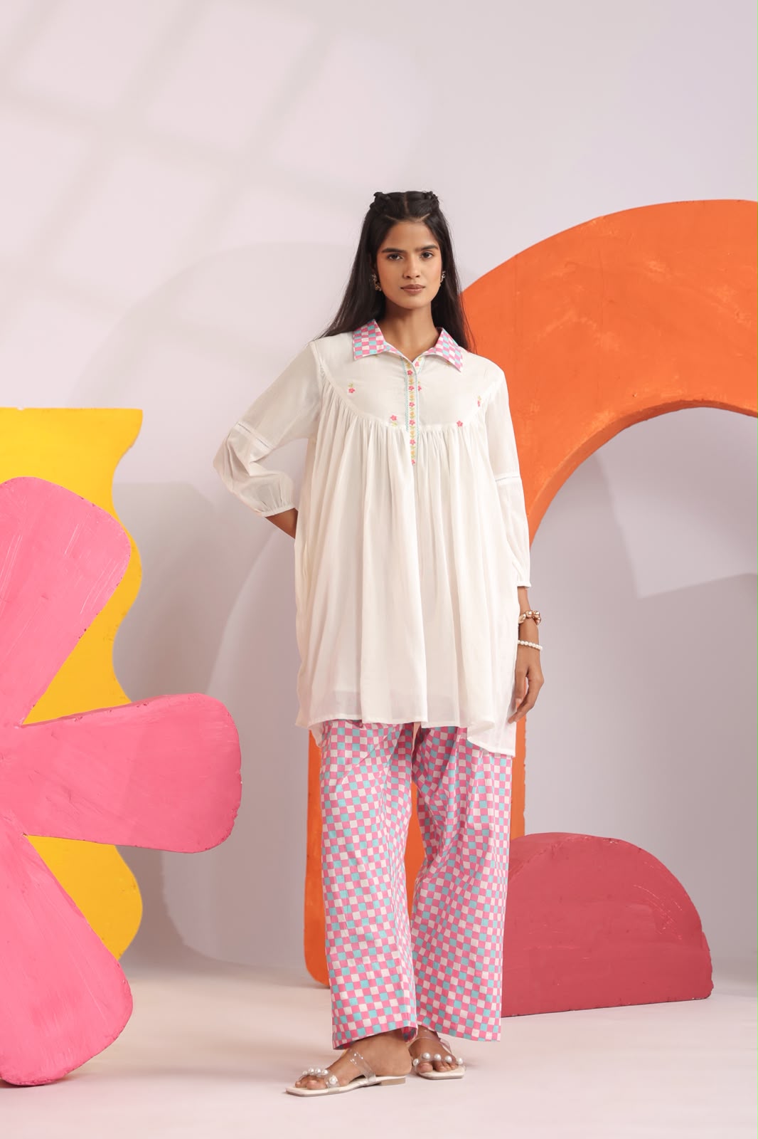 Pink Relaxed Mul Cotton Farsi Salwar Co-ord Set