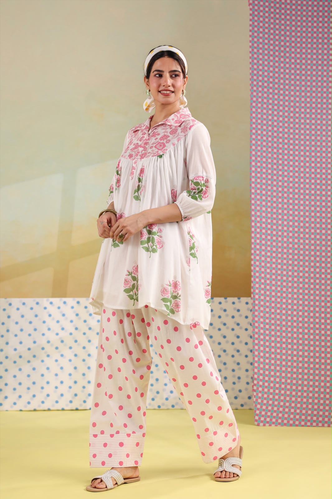 Pink Boota Mul Cotton Farsi Salwar Co-ord Set